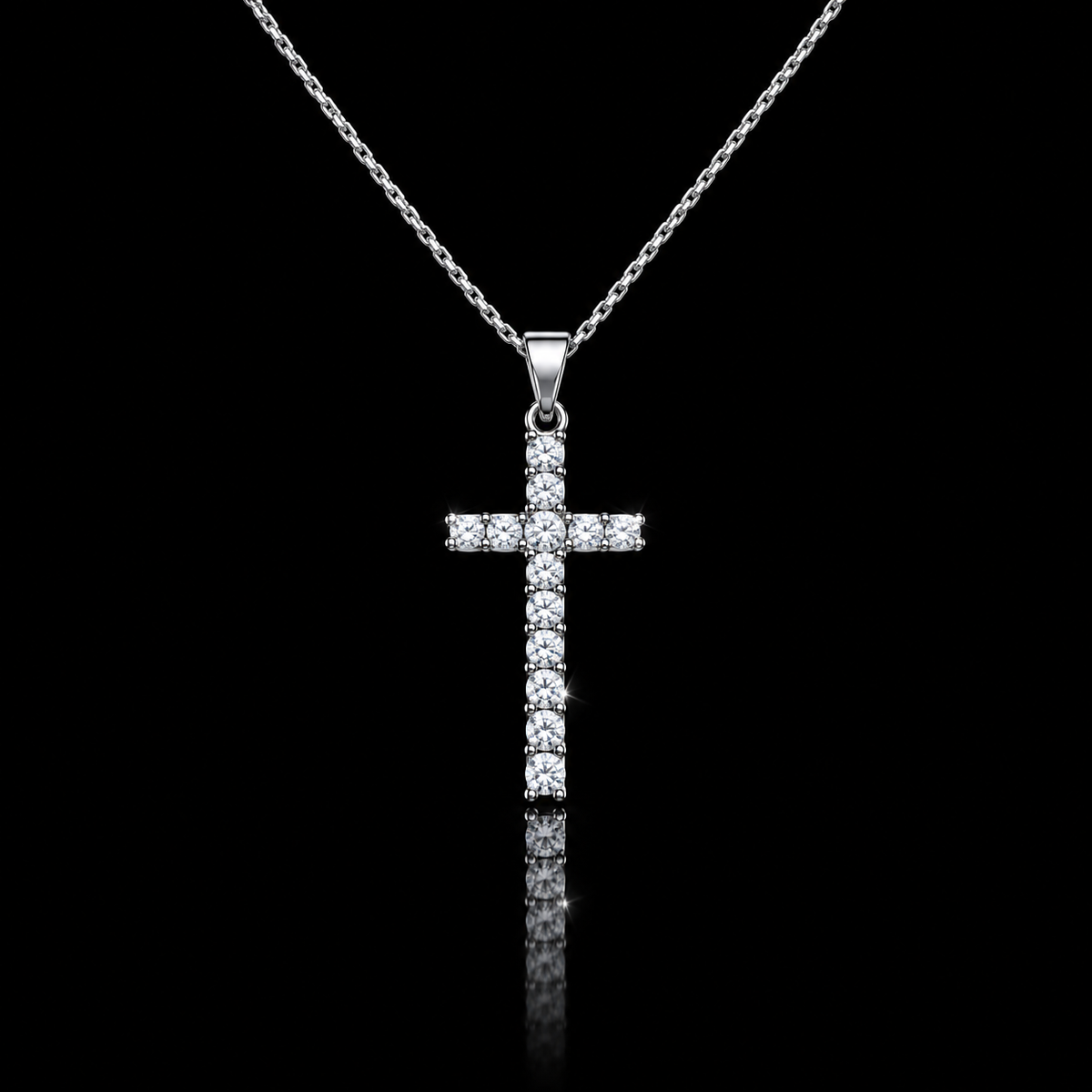 Kit Colar Cruz Veneziana Cravejado + Lisa Prata 925