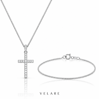 Kit Colar Cruz + Pulseira Prata 925 - Velare